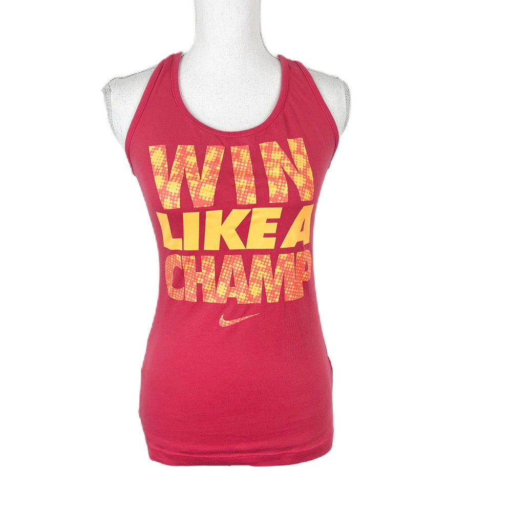 Nike Tank Top Women Small Pink Racerback Win Like A Champ Slim Fit Activewear